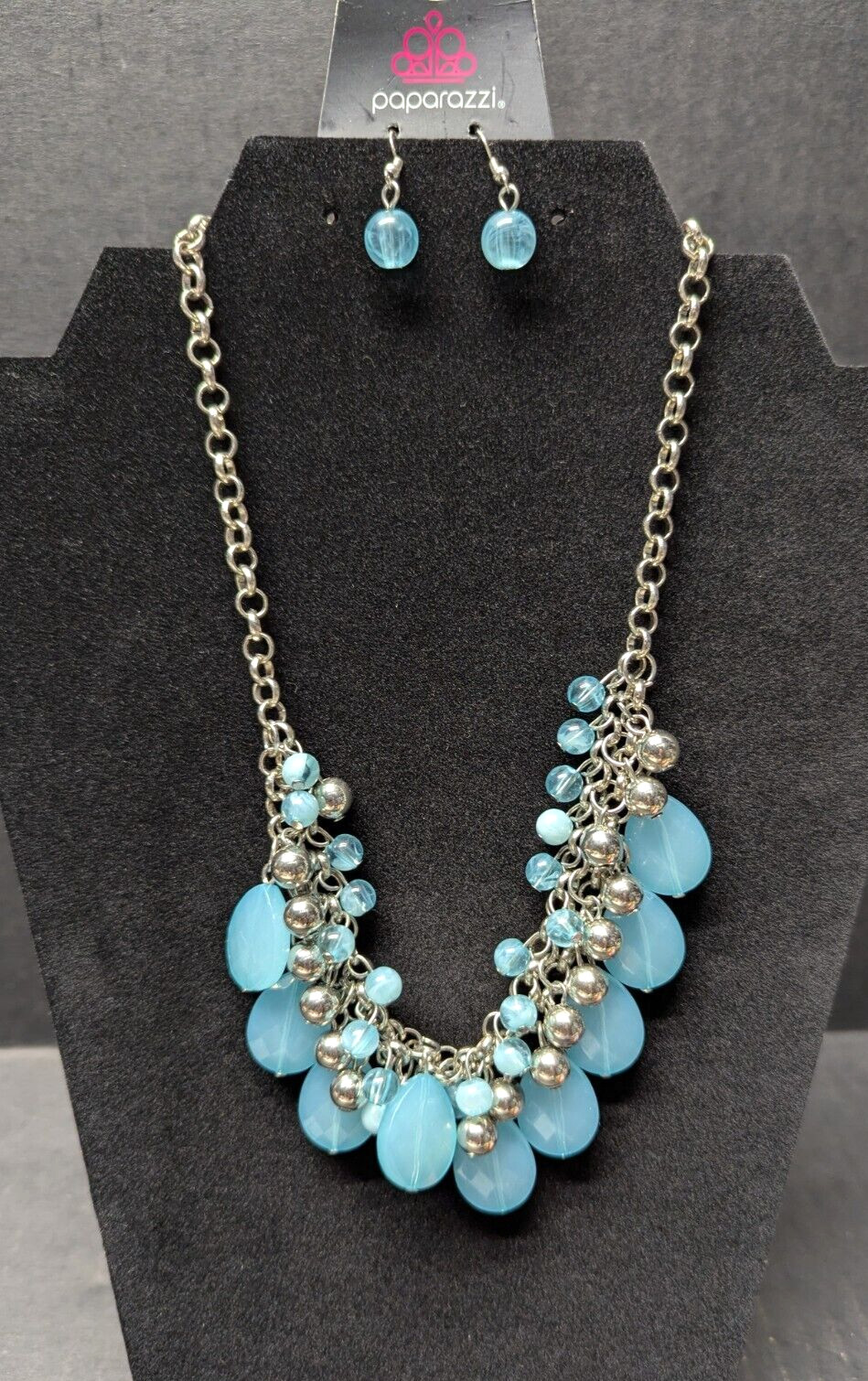 Paparazzi Jewelry Trending Tropicana Blue Necklace & Earrings Set New