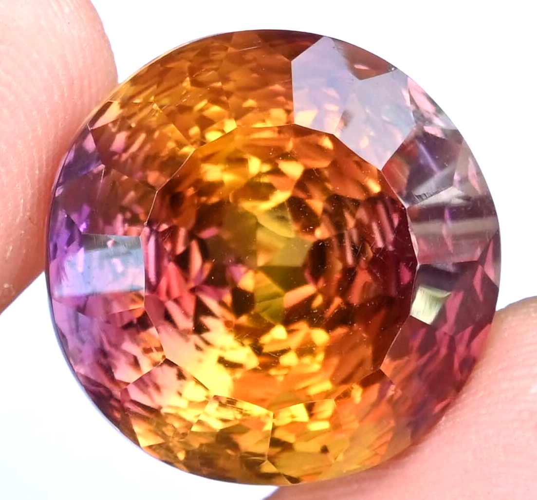 21.70 Ct Untreated Flawless Natural Bi-Color Ametrine Round Certified Gemstone