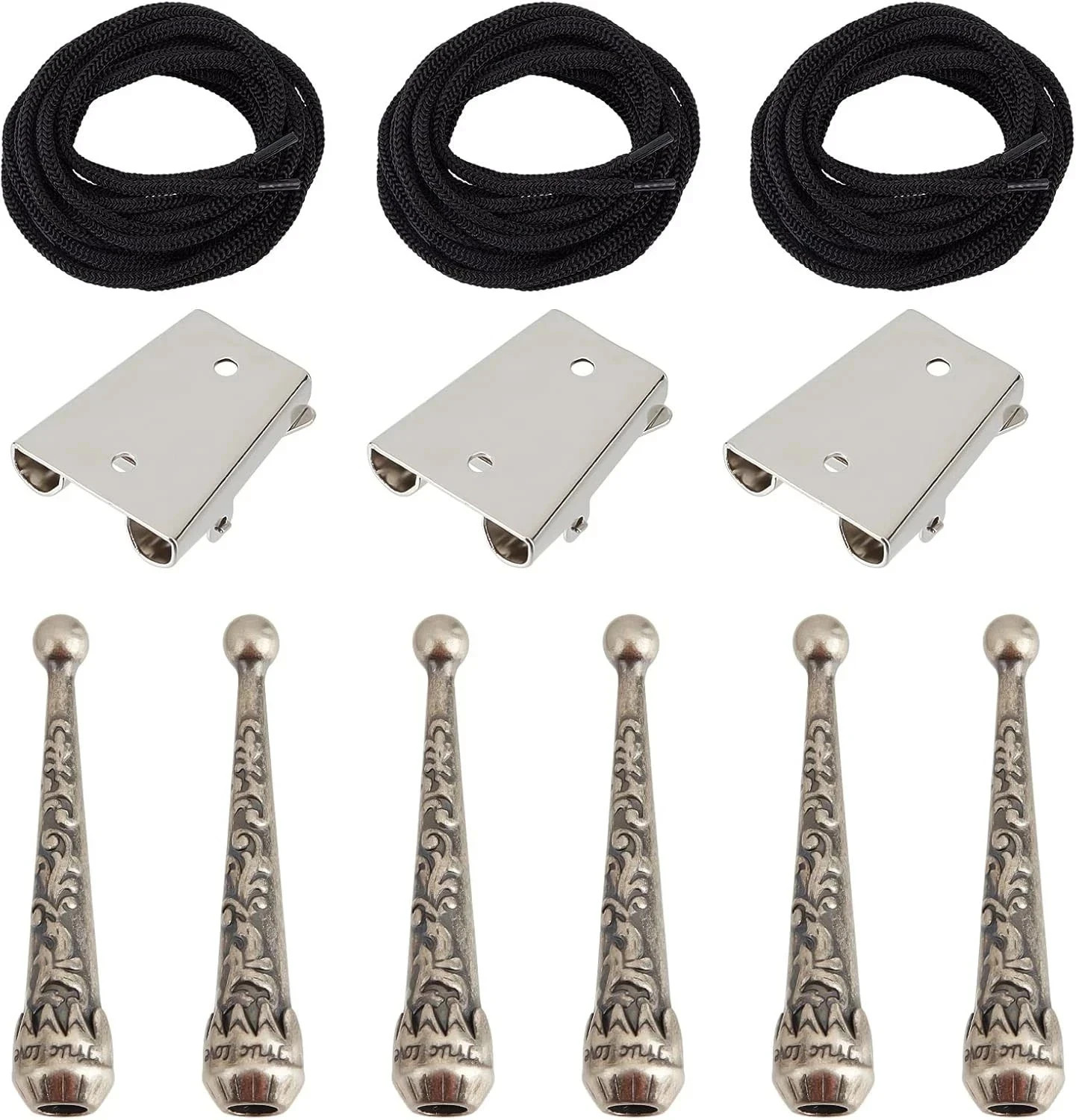3 Sets Iron Bolo Tie Findings Kit Sterling Silver Plated Parts round Slide Textu