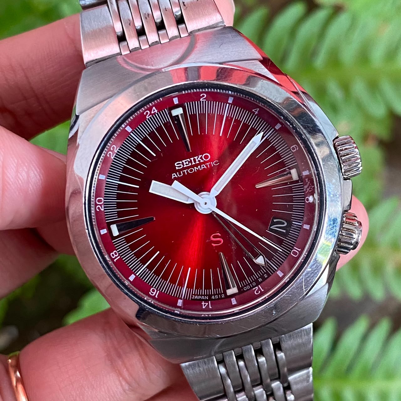Rare Seiko SUS SCFF007 GMT Red Dial Automatic Hi-Beat Date Vintage Watch Men