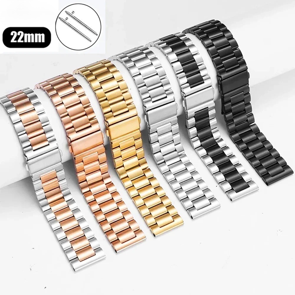 22mm Stainless Steel Watch Band Classic Link Strap For Movado Bold 3600261