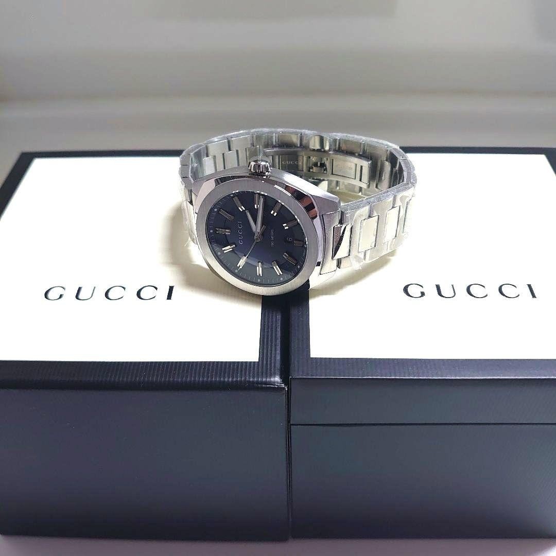 Gucci GG2570 Quartz Watch YA142303 41mm Blue Dial Date 100m Water Resistant