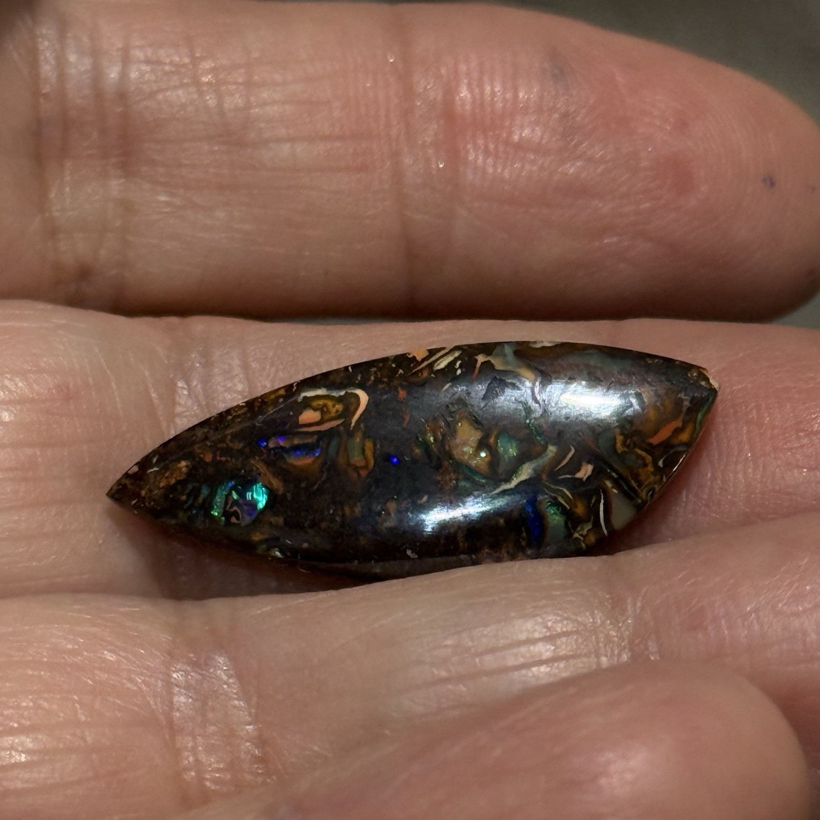 11ct 29×11.4×3.85mm Colorful Australian Koroit Boulder Opal Cabochon Gem