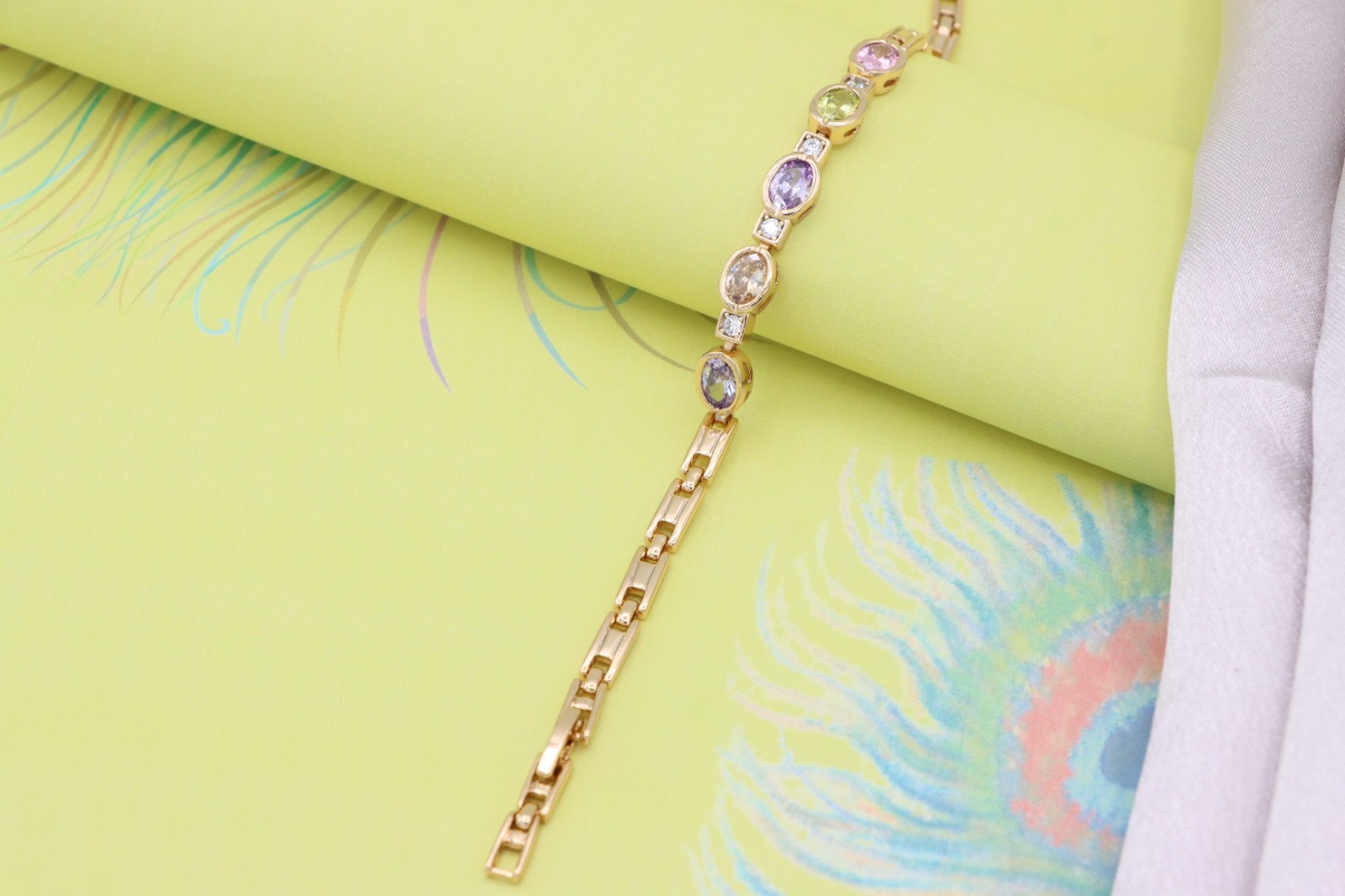 Rose Gold Plated Adjustable Bracelet, XPBL0755 Elegant Oval Multicolor Gem