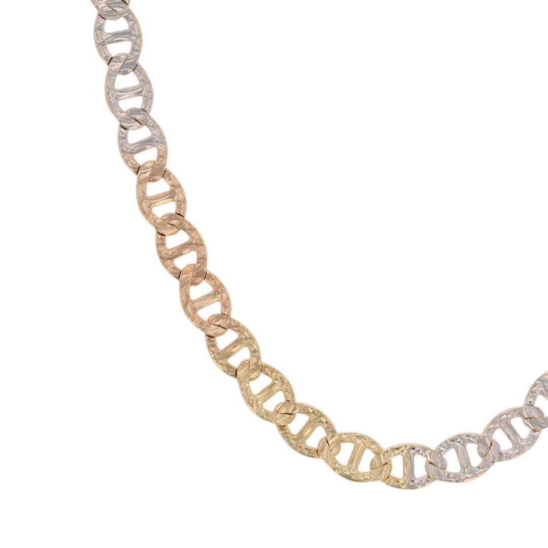3.3mm Textured Anchor Link Chain 18″ Necklace 14k Multi-Tone Gold 6.85 Grams