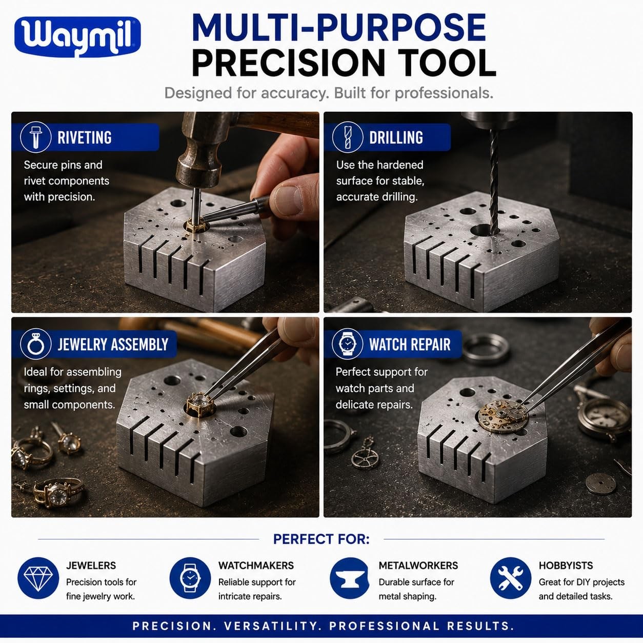 Hexagonal Jewelry & Watchmaker Anvil Block Hardened Steel Staking steel