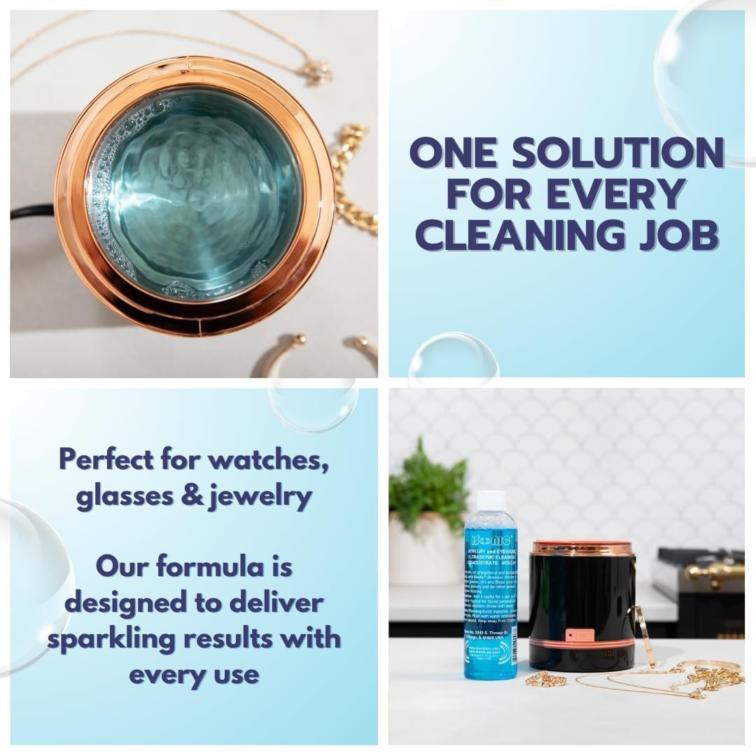 Ultrasonic Jewelry & Eyeglass Cleaner Solution Concentrate – Professional Cle…