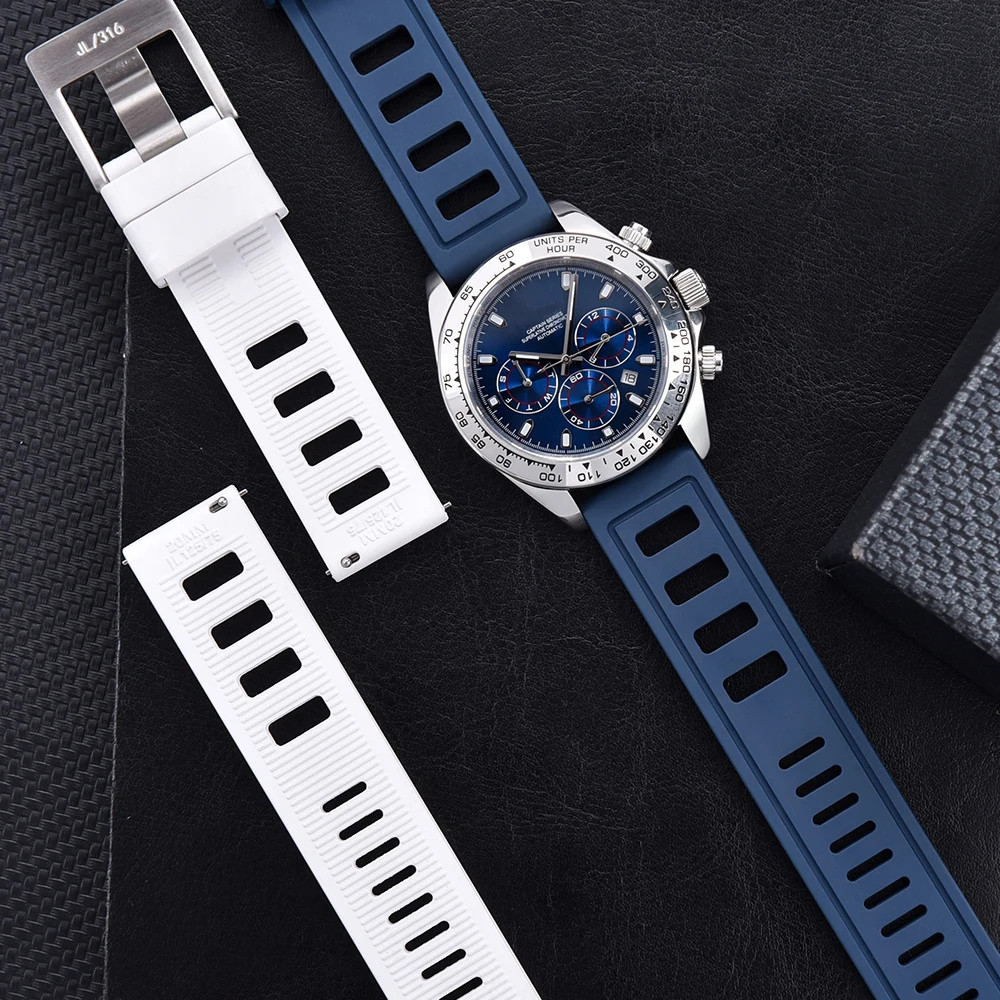 FKM Rubber Watch Strap Quick Release Waterproof Diving Watches Band 20mm/22mm