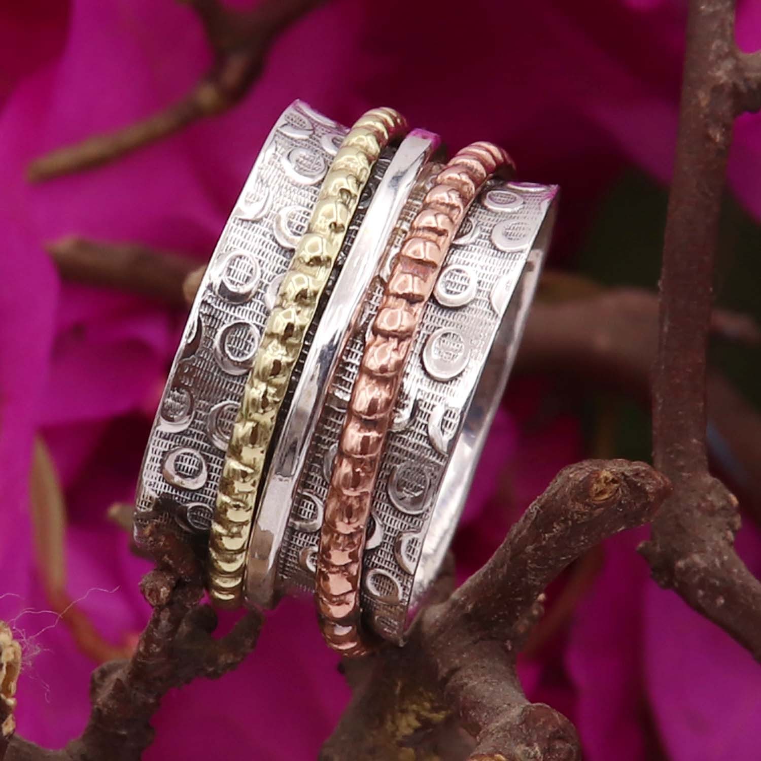Meditation Handmade Spinner Silver 925 Sterling Ring Gift Women Jewelry JSR-33