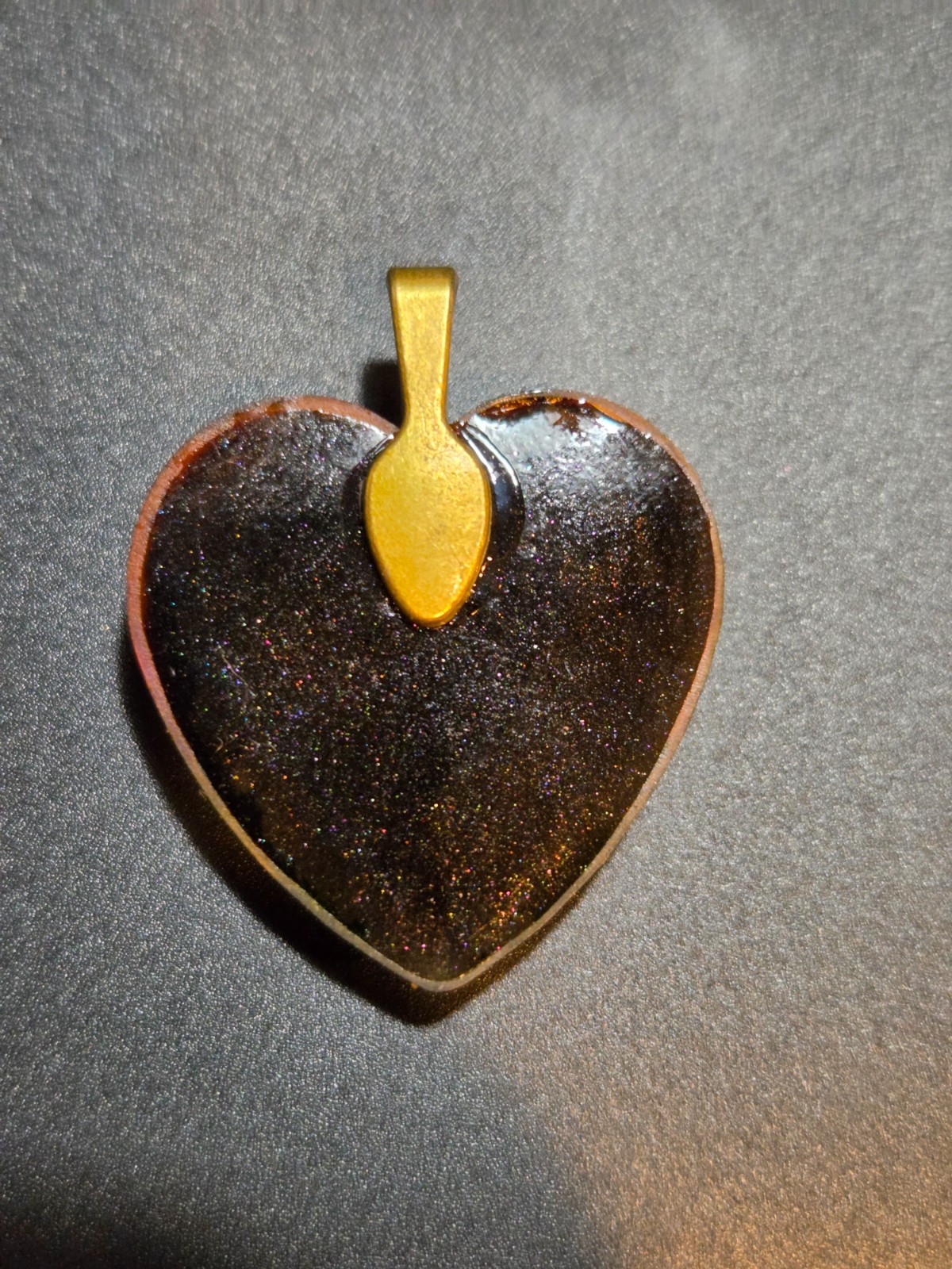 OOAK Nebula Petri Effect Resin Heart Pendant Pink Gold Green N102