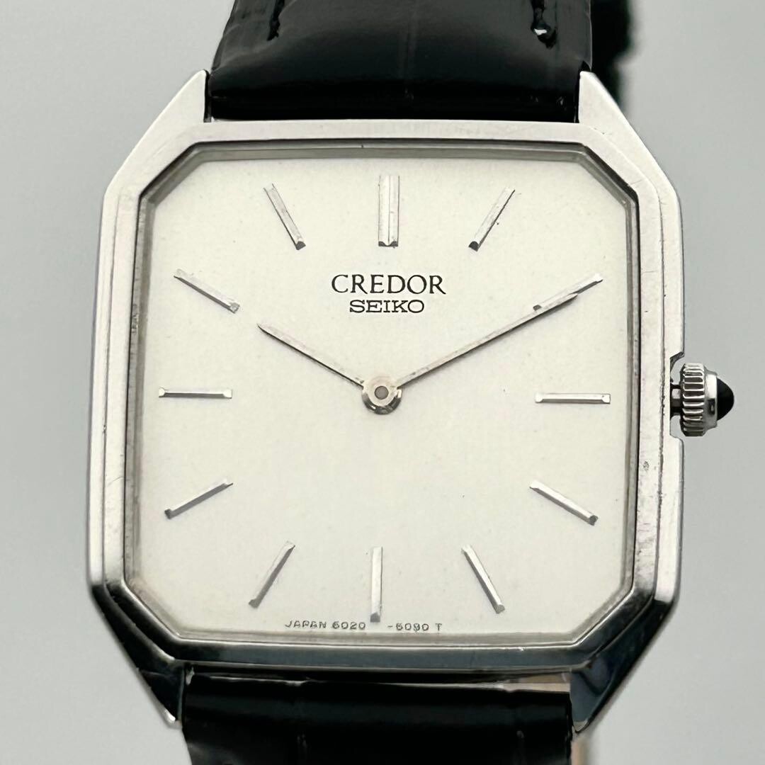 SEIKO Credor 6020-5090 Vintage Quartz Dress Watch Square White Dial 1989 Japan