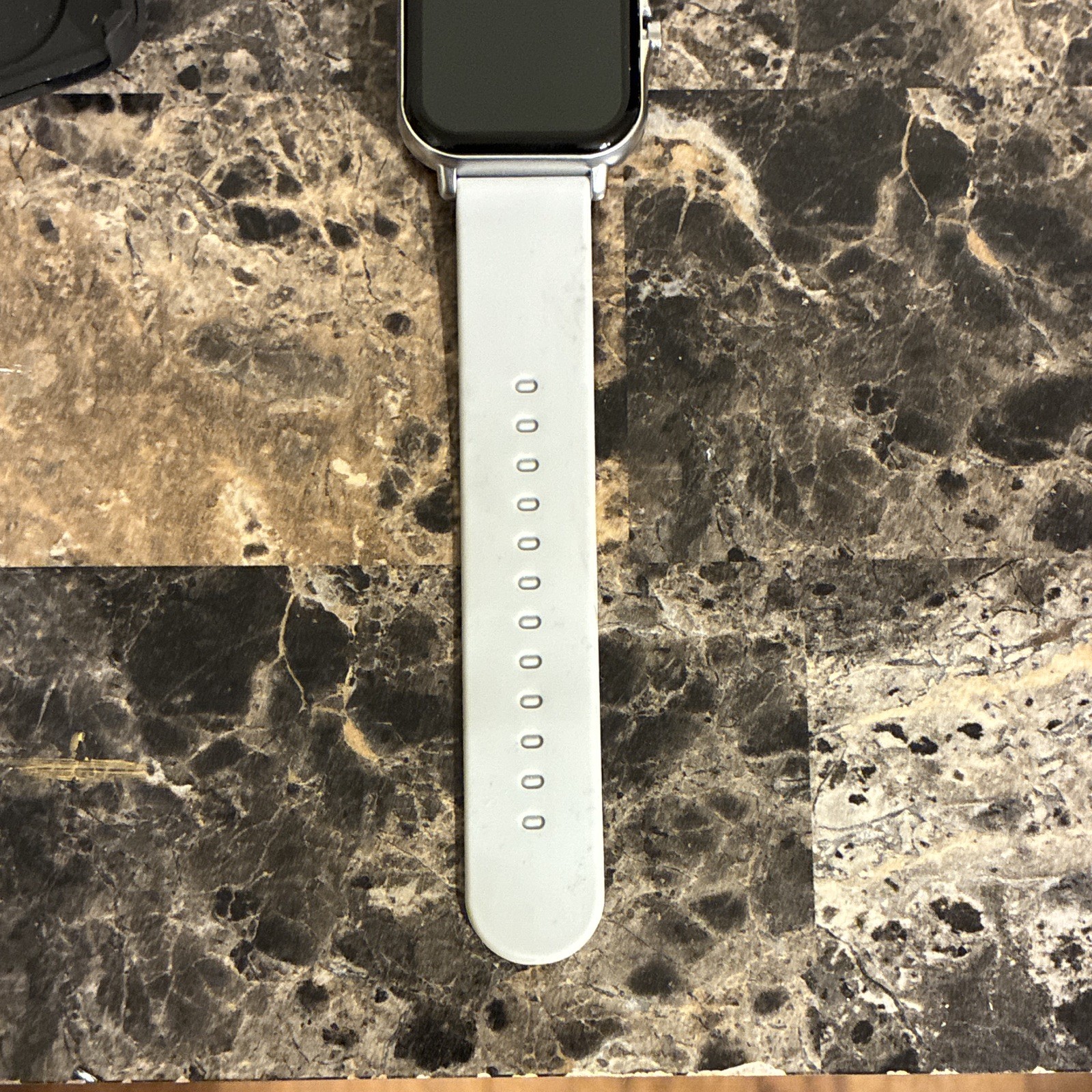 44mm Smart Watch Silver Metal Case White Silicone Band Touchscreen + Charger