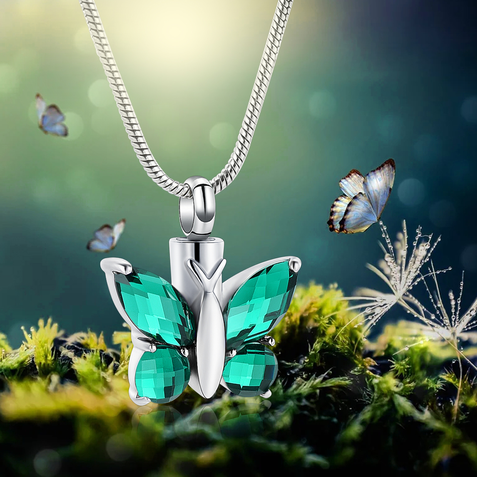 Butterfly Cremation Necklace for Ashes-Urn Neckalce for Women Cremation Jewelry