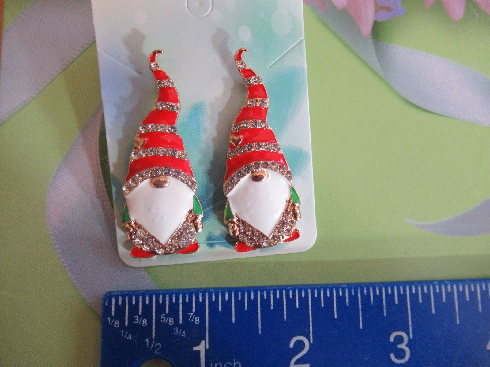 Cute Christmas Gnome Lights Multi-Crystal Statement Drop Earrings You Choose