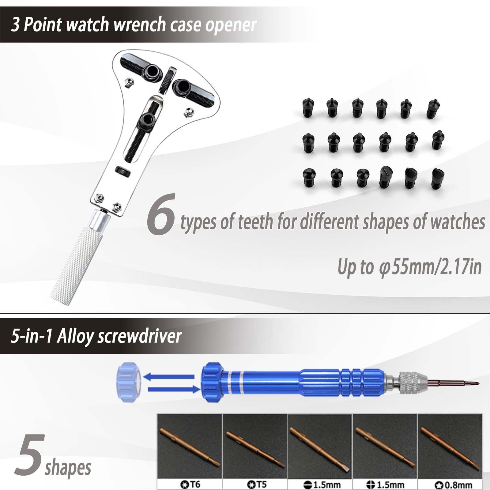 Professional Watch Repair Kit – Battery Replacement, Link Removal, Case Opener &