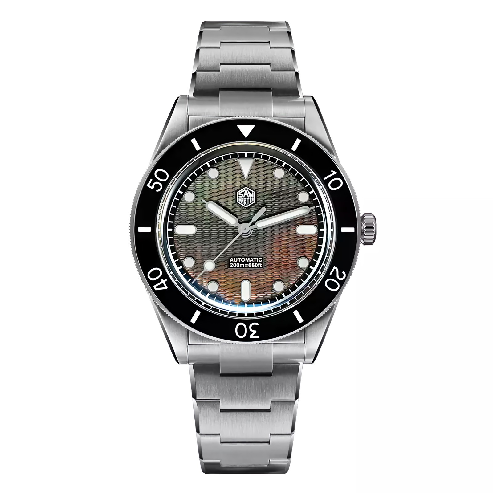 SAN MARTIN SN0151-GL Miyota 90S5 Automatic Guilloche MOP Dial 39mm 20ATM Watch