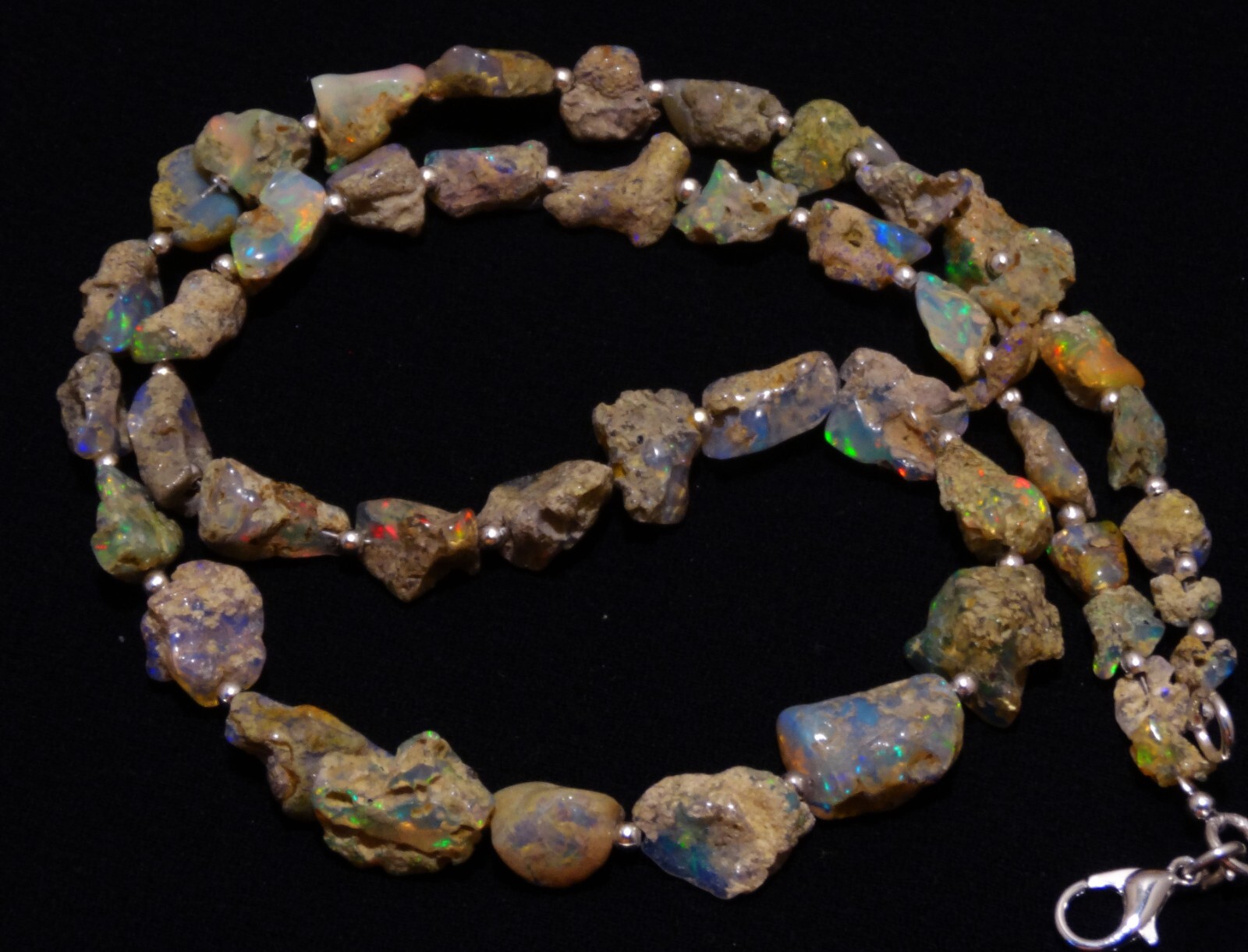 Rainbow Fire Opal Rough 7 to 13 mm Size Freeform Nugget Beads Necklace 18″