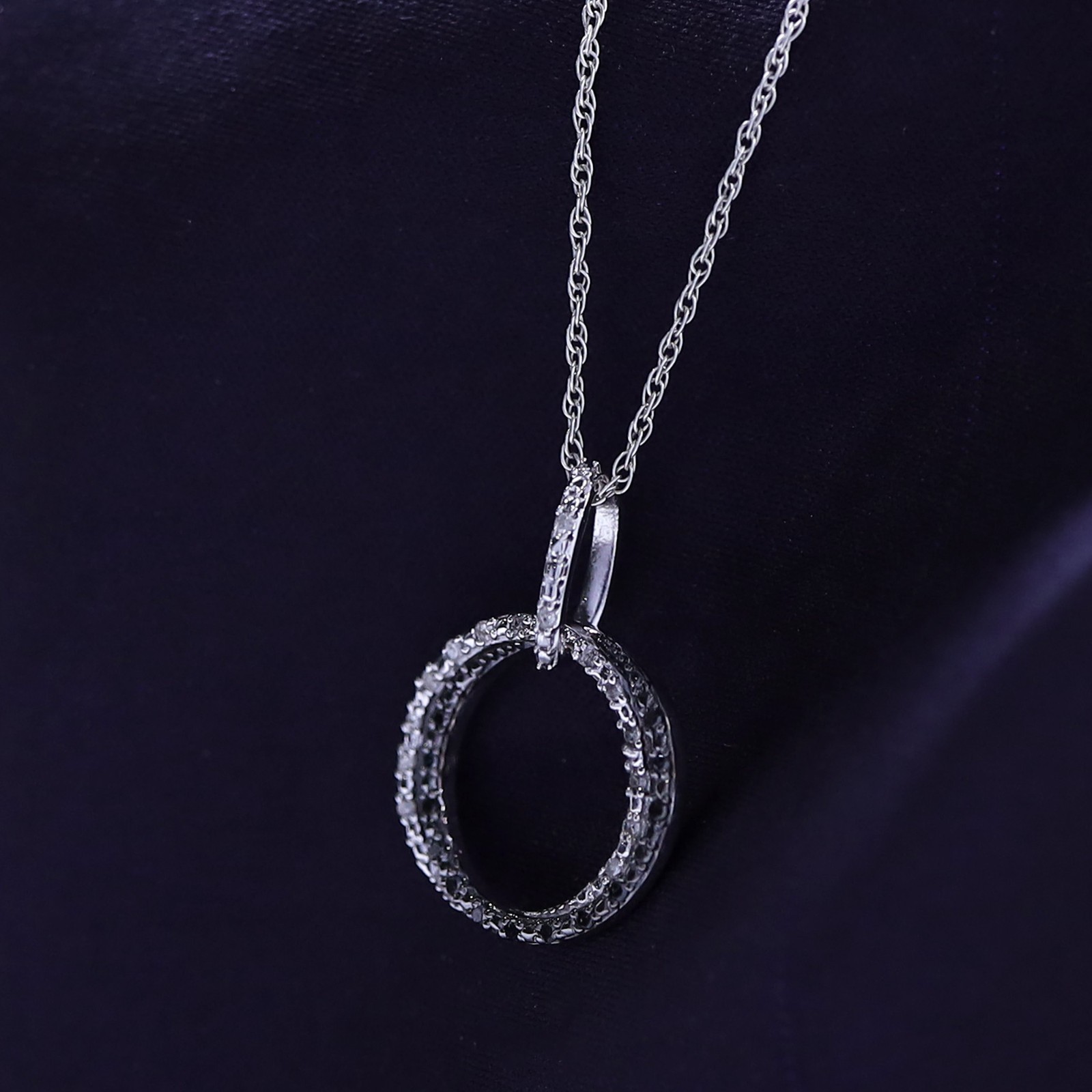 Peace Sign Pendant 1/7ct White & Black Real Diamond 10K Solid Gold, 18″ Chain