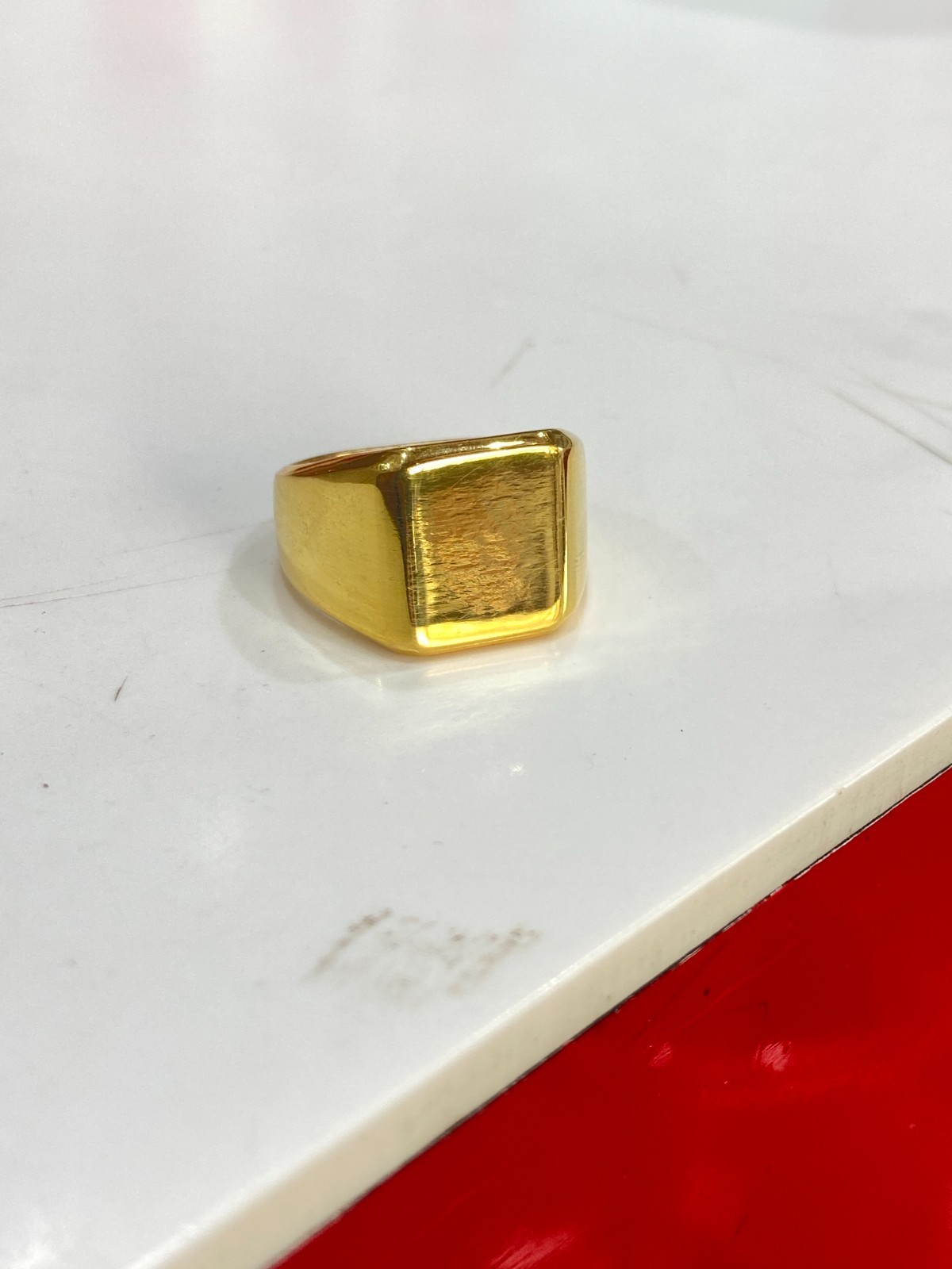 18K Gold Plated Signet Ring 925 Sterling Silver Square Face Men’s Band 4US-15US
