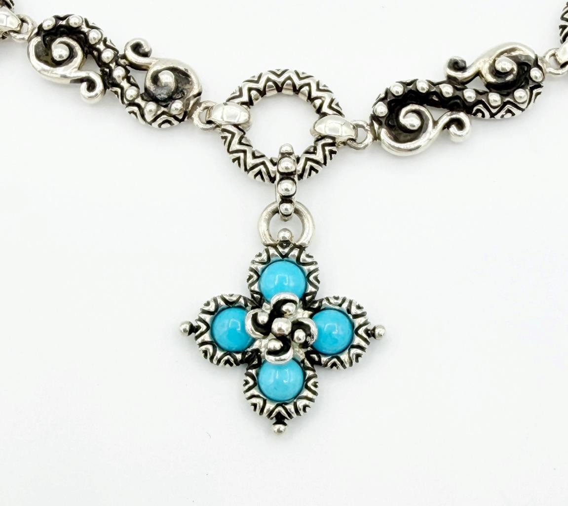 Barbara Bixby Sterling 18k Five Charm Bracelet Turquoise Mother-of-Pearl NIB