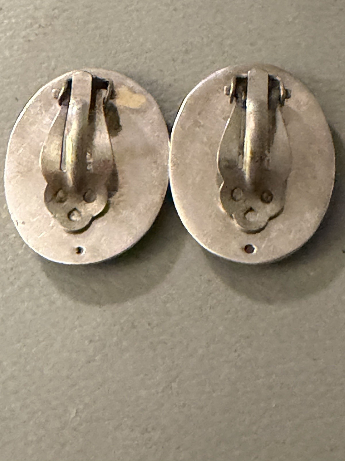 Womens Vintage Estate Sterling Silver Clip On Earrings Oval Shaped