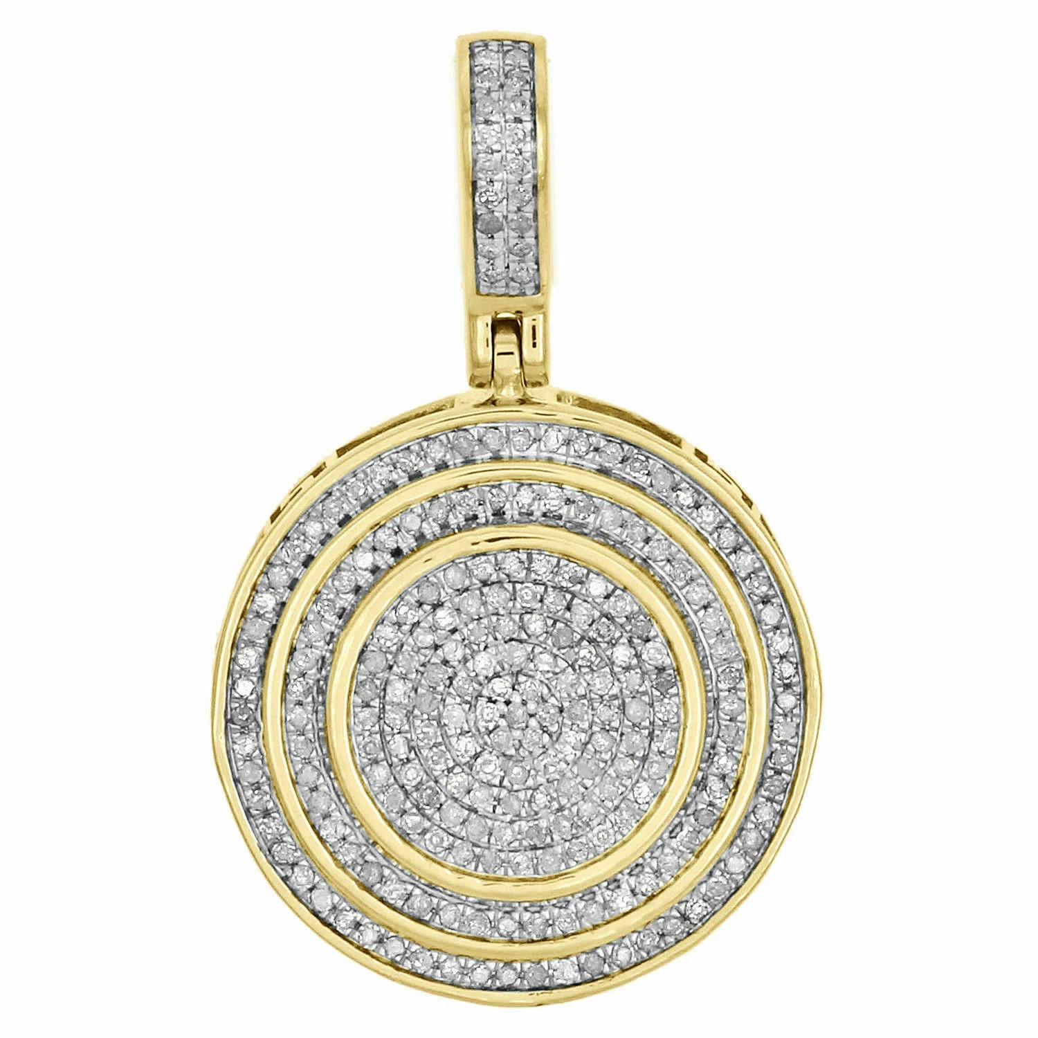 1.50 Ct Real VVS Moissanite Tier Circle Medallion Pendant 14K Yellow Gold Plated