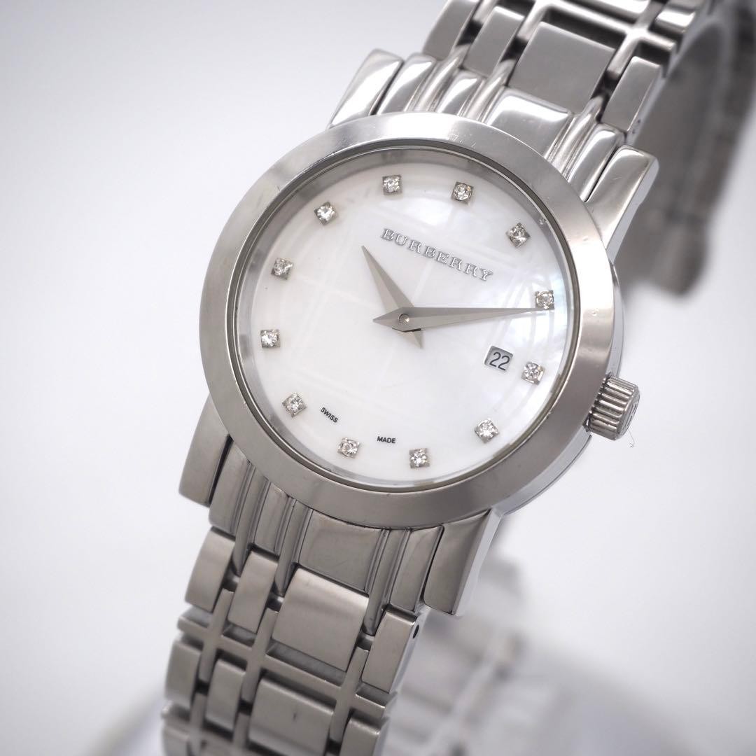 Burberry BU1370 Ladies Watch White Shell Dial Quartz Japan Box 0714634