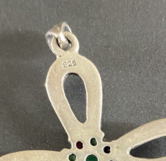 Sterling Silver Cross Pendant Large 925 Emerald Ruby Marcasite Gothic Religious