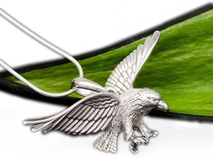 Silver Unisex Pendant Eagle Chain Pendant Lucky Charm Polished Textured