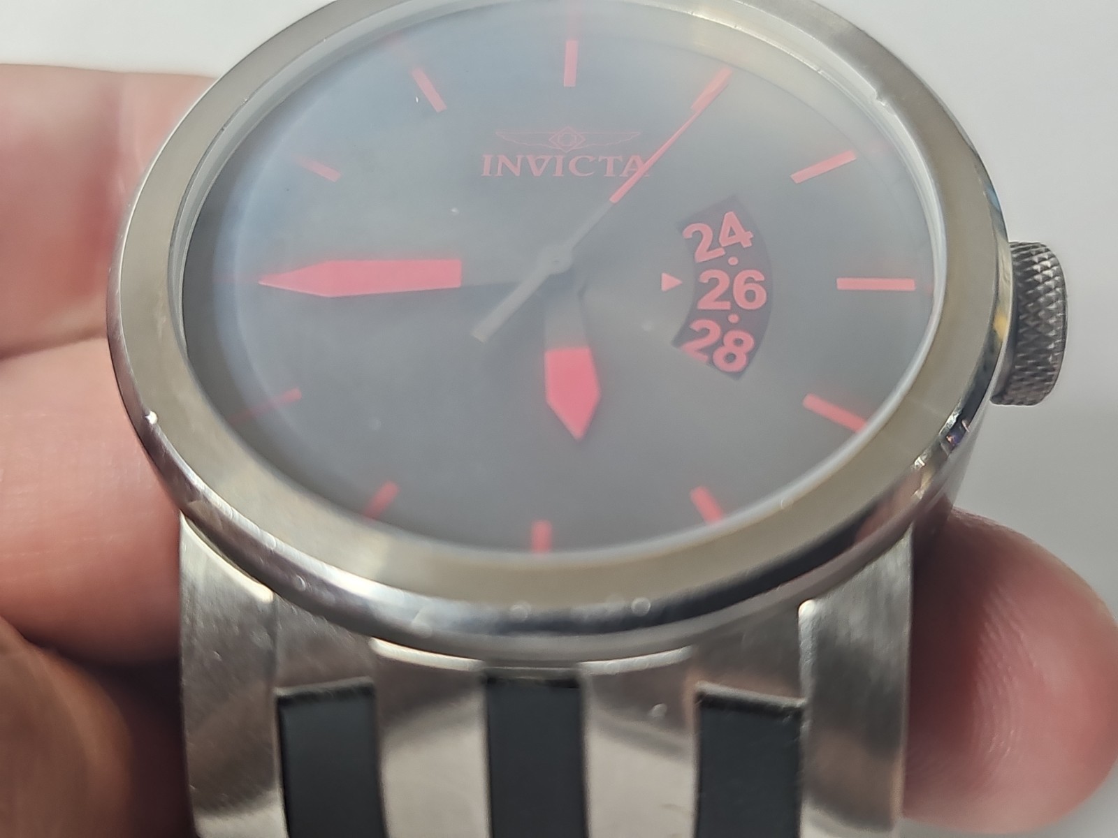Mens Invicta 15mm DNA Urban Wrist Watch 10402 Red/Silver/Black Band