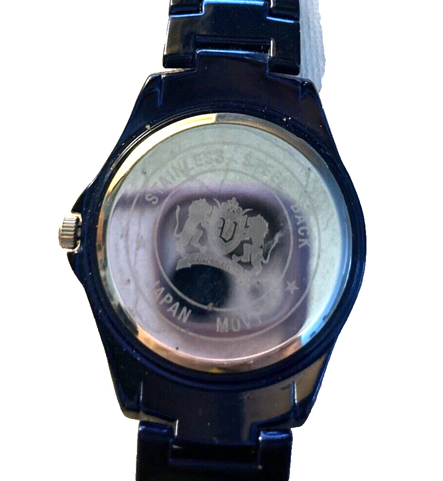 Varsales Women’s 7.5″ Silver Tone Gemmed Watch Black Band New Battery