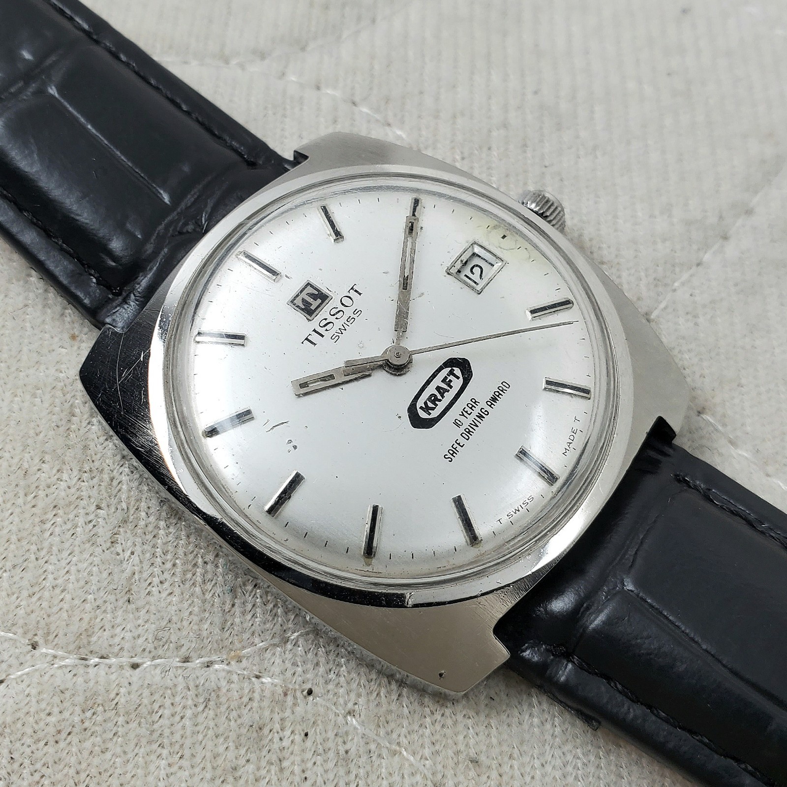 RARE VINTAGE TISSOT KRAFT 10 YEARS SAFE DRIVING SWISS HANDWIND WATCH SERVICED