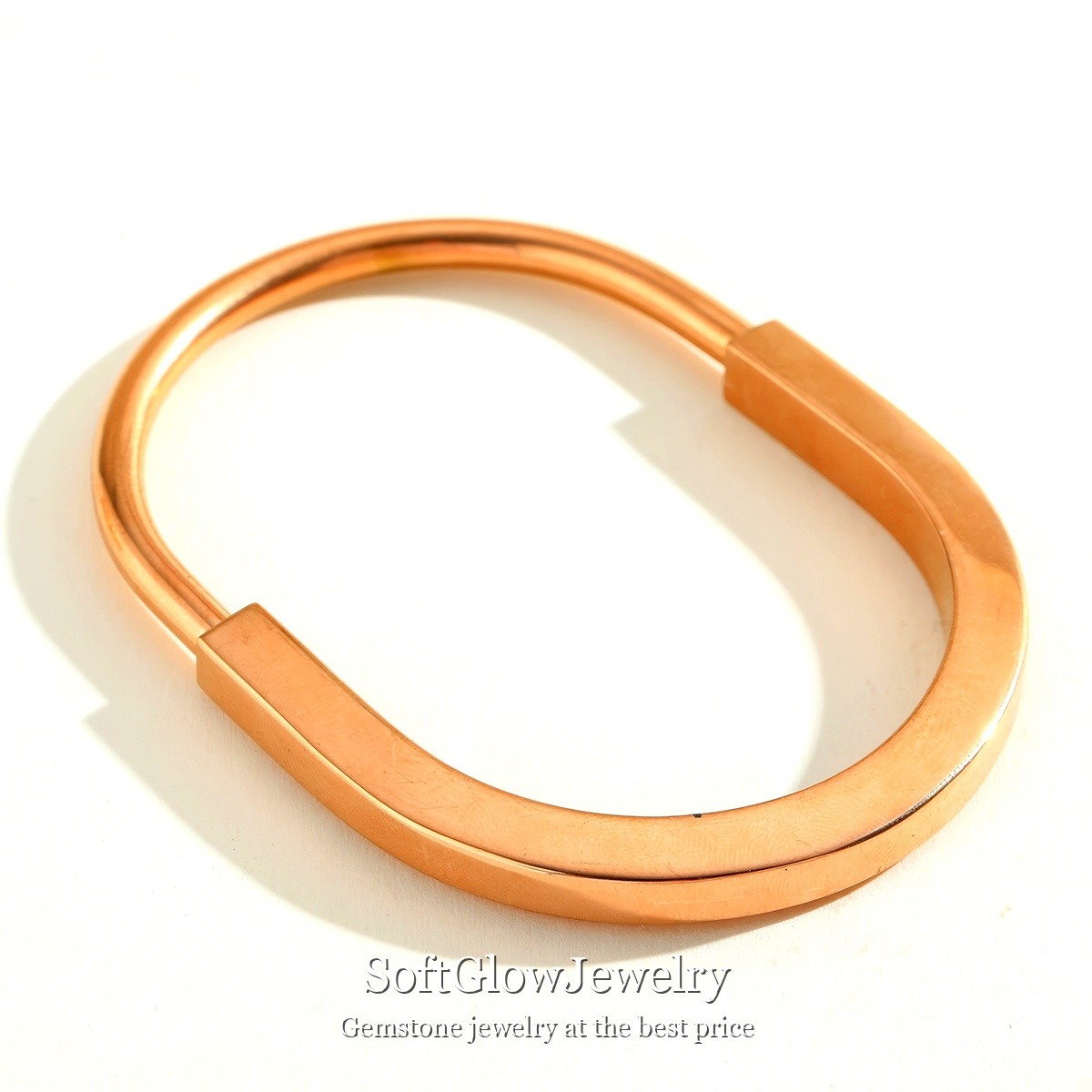 18K Rose Gold Plated Geometric Cuff Bangle 304SS Waterproof