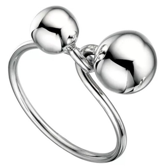 NEW 12mm/8mm SOLID 925 Sterling Silver Duo Twist Sphere BALLS ring 5.36g Sz 7.5