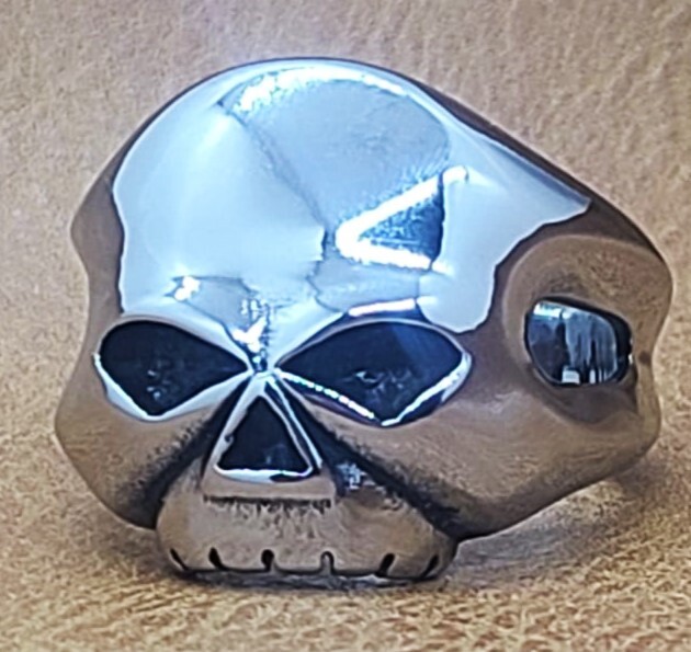 Willie G. Biker Motorcycle Solid Stainless Skull Ring Silver, Sizes 7 thru 15