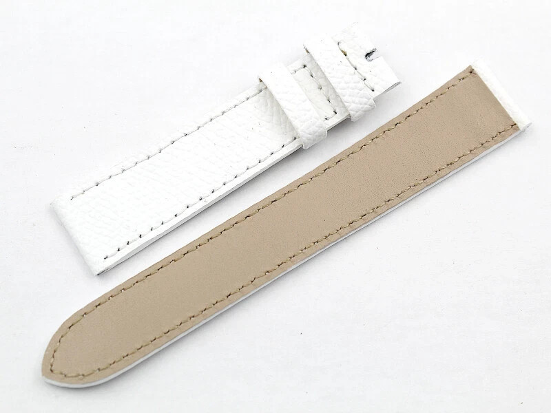 Genuine Hammered Leather White Flat Watch Straps Various Sizes Handcrafted