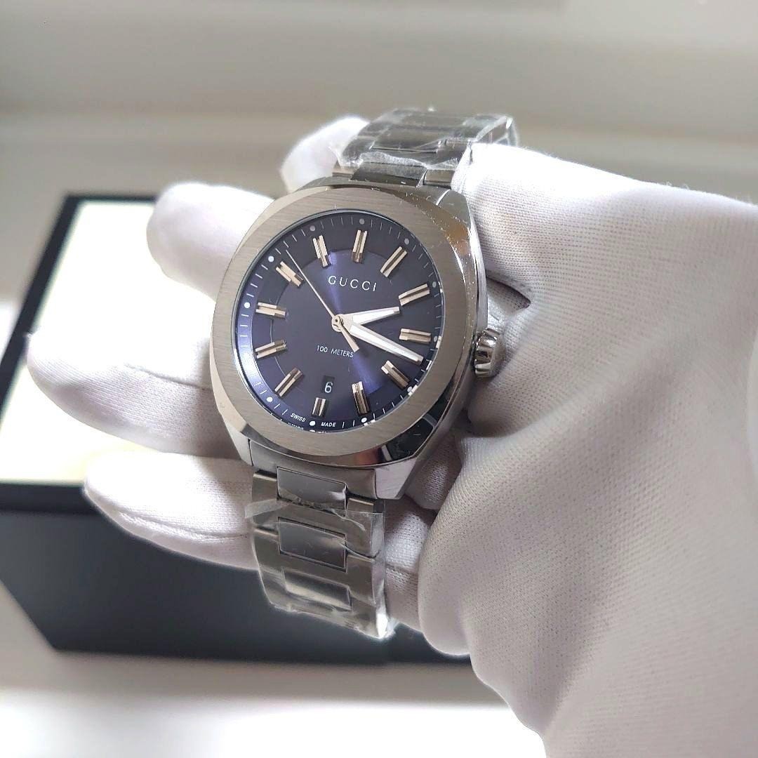 Gucci GG2570 Quartz Watch YA142303 41mm Blue Dial Date 100m Water Resistant