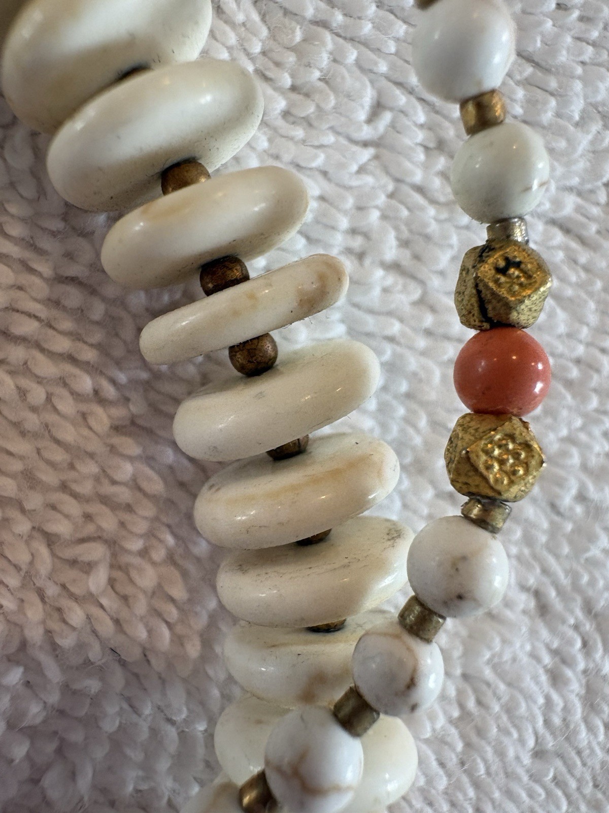 Chan Luu White Magnesite Mix Two Strand Tassel Pull Tie Bracelet Boho Coastal