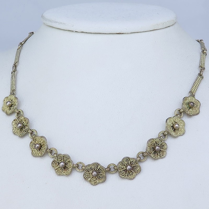 Theodor Fahrner chain/necklace flowers bars 925 silver around 1930-1940