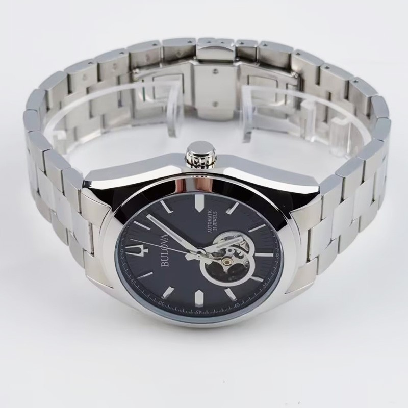 Bulova Men’s Surveyor 96A270 Black Dial Stainless Steel Automatic Watch 42mm