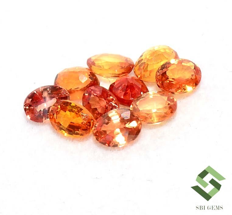 2.50 CTS Natural Orange Sapphire Oval Cut 4×3 mm Lot 10 Pcs Faceted Loose Gems