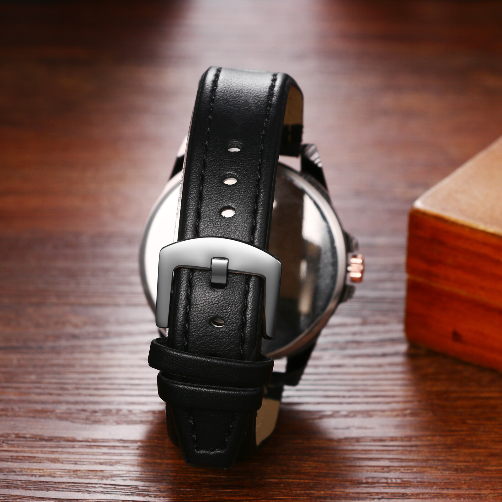 Casual Business Mens Easy Reader Big Dial Leather Band Quartz Analog Wrist Watch