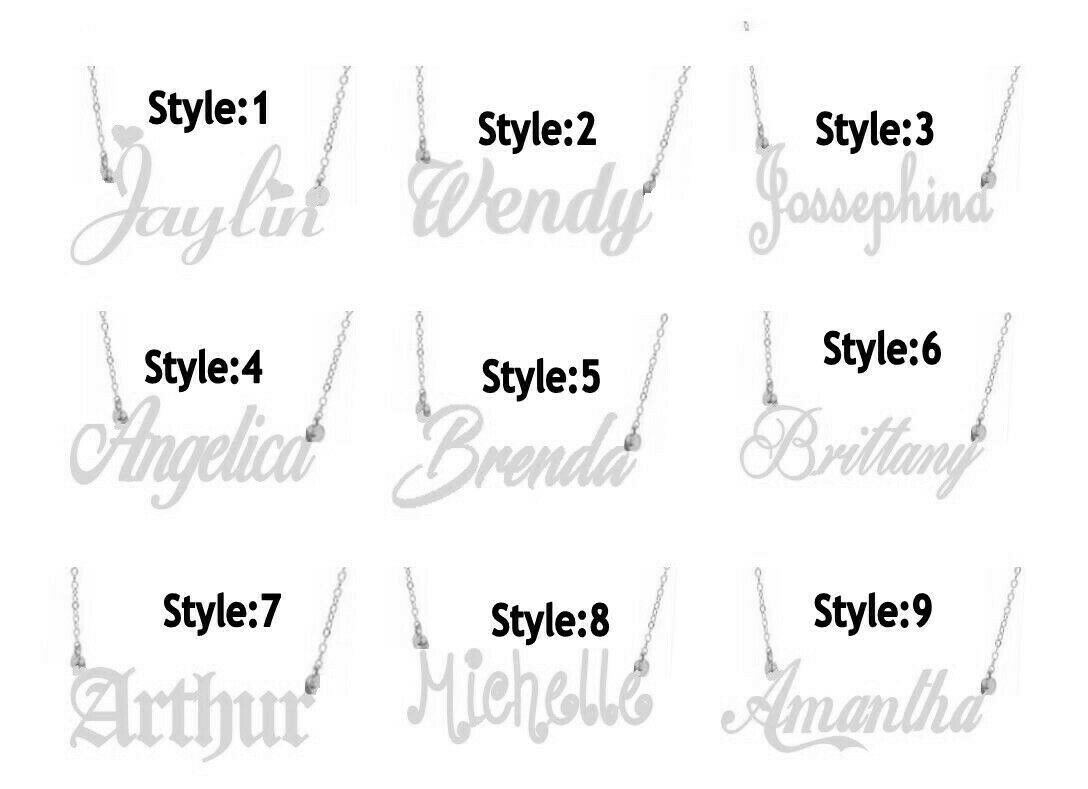 PERSONALIZED SILVER NAME PLATE NECKLACE Any name Any Style Ship from US
