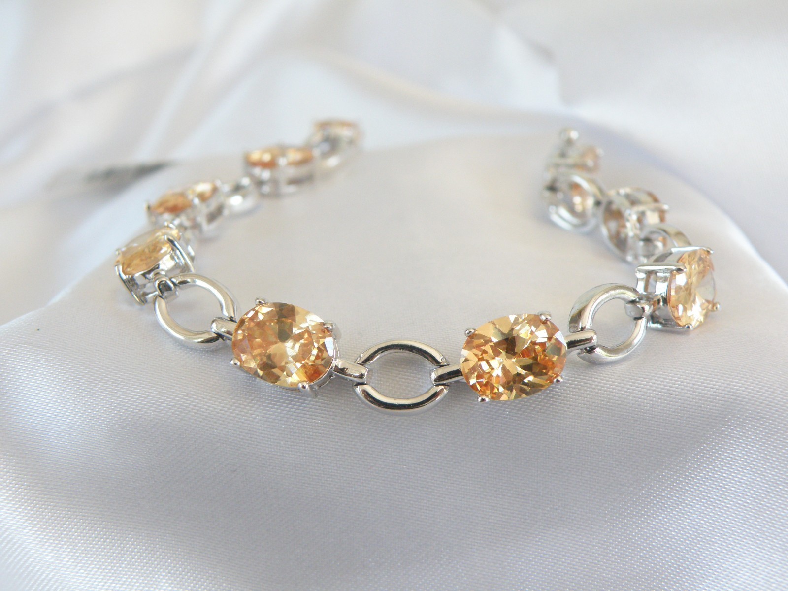 Ross Simons Sterling Silver 925 Gemstone Tennis Station Bracelet Fits 7″