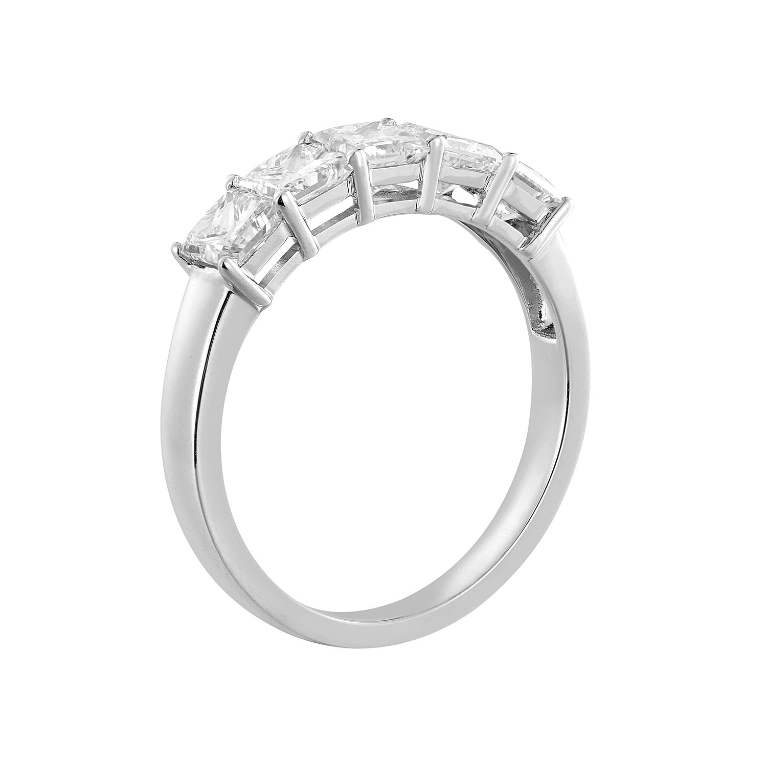 14K White Gold Princess Natural Diamond Wedding Band MZ6713