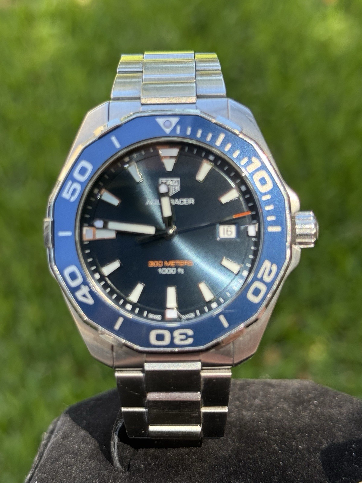 TAG Heuer Aquaracer Quartz 43mm Blue Sunburst Dial | Date | 300m SS Bracelet