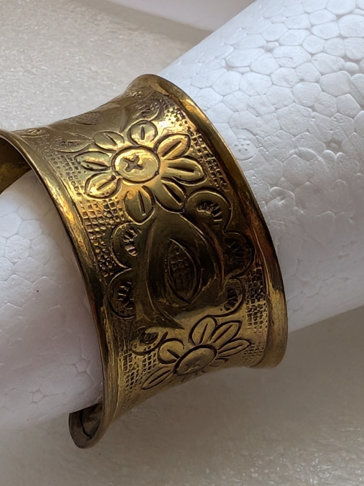 Vintage Statement Ornate Open Wide Cuff Bracelet Brass Engraved 35-41mm Wide 41g