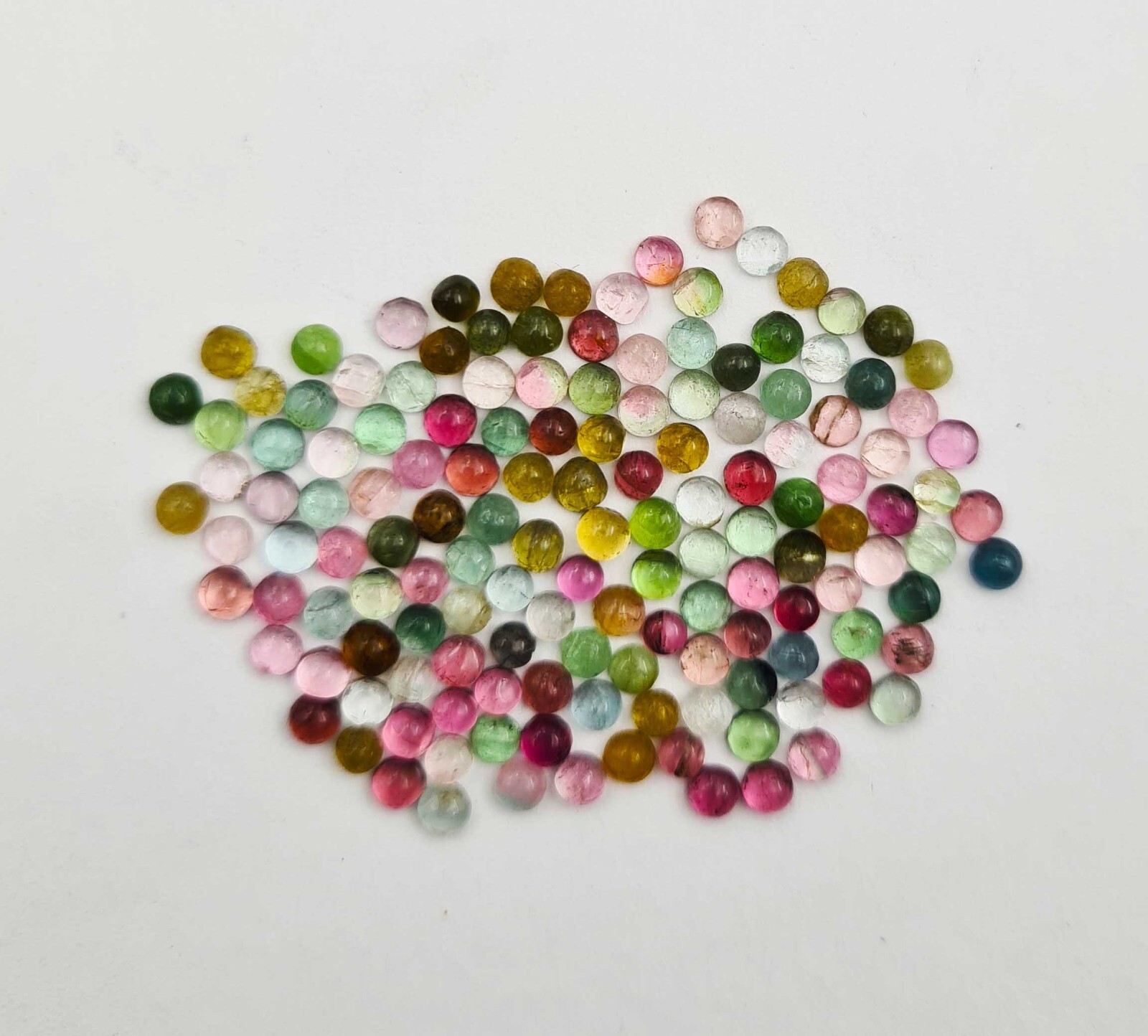 Natural Multi Tourmaline Round Cabochon Loose Gemstone Lot 100 Pcs 3 MM