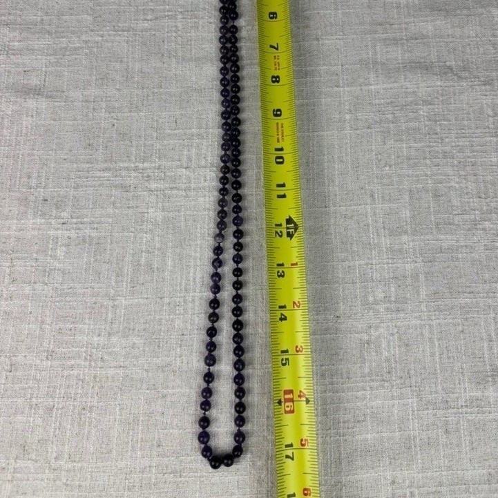 LOVELY Asian Vintage 32″ Hand-Knotted Purple Amethyst Beaded Necklace