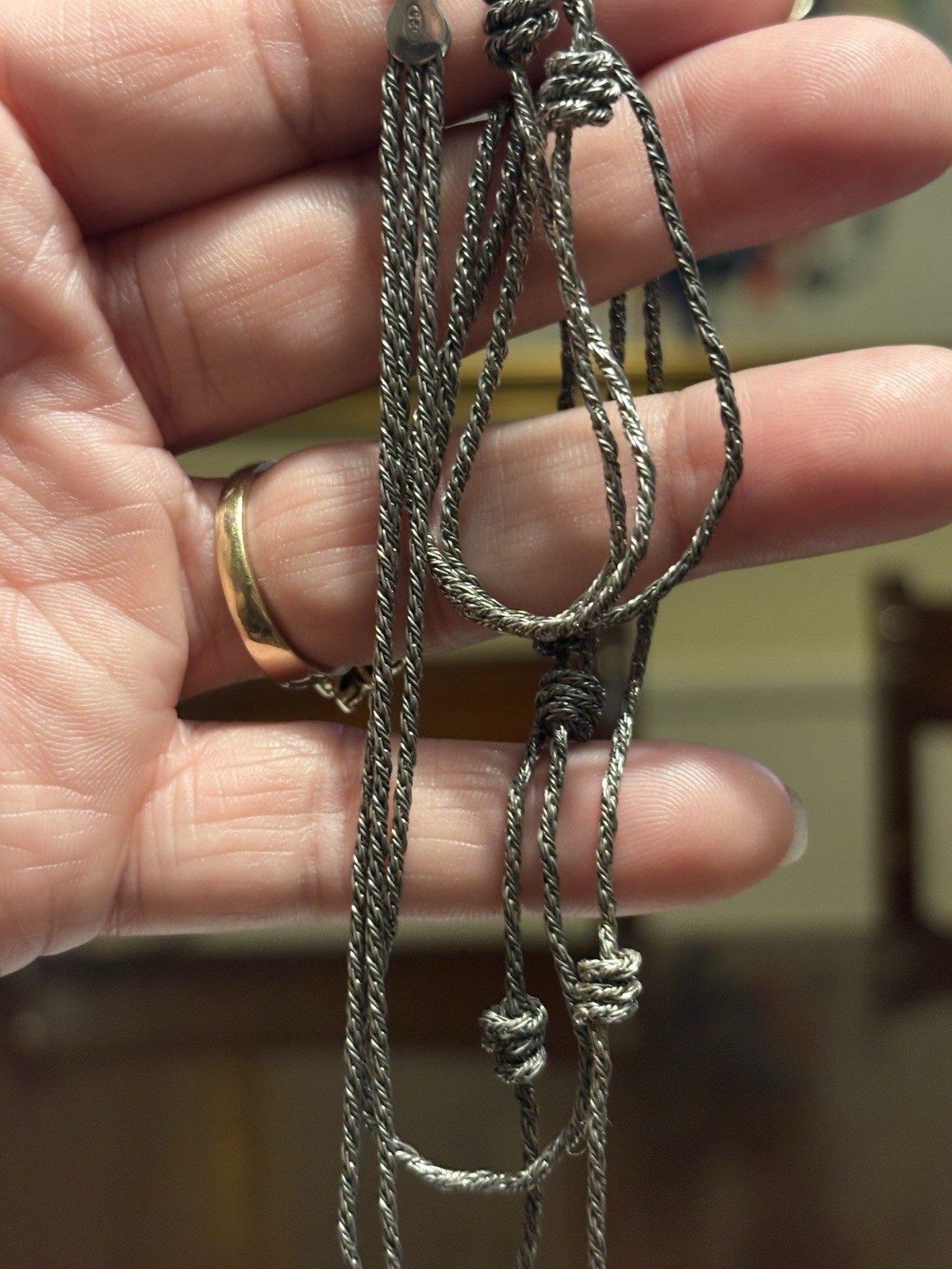 Vintage Sterling Silver 925 Multi Strand Knot Necklace 40cm 15.21g